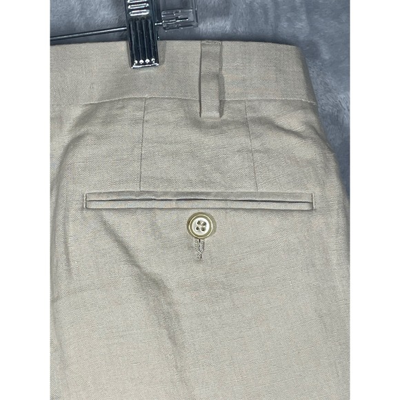Lauren Ralph Lauren Mens 36x32 Beige 100% Linen Flat Front Dress Pants Trousers - Picture 3 of 9